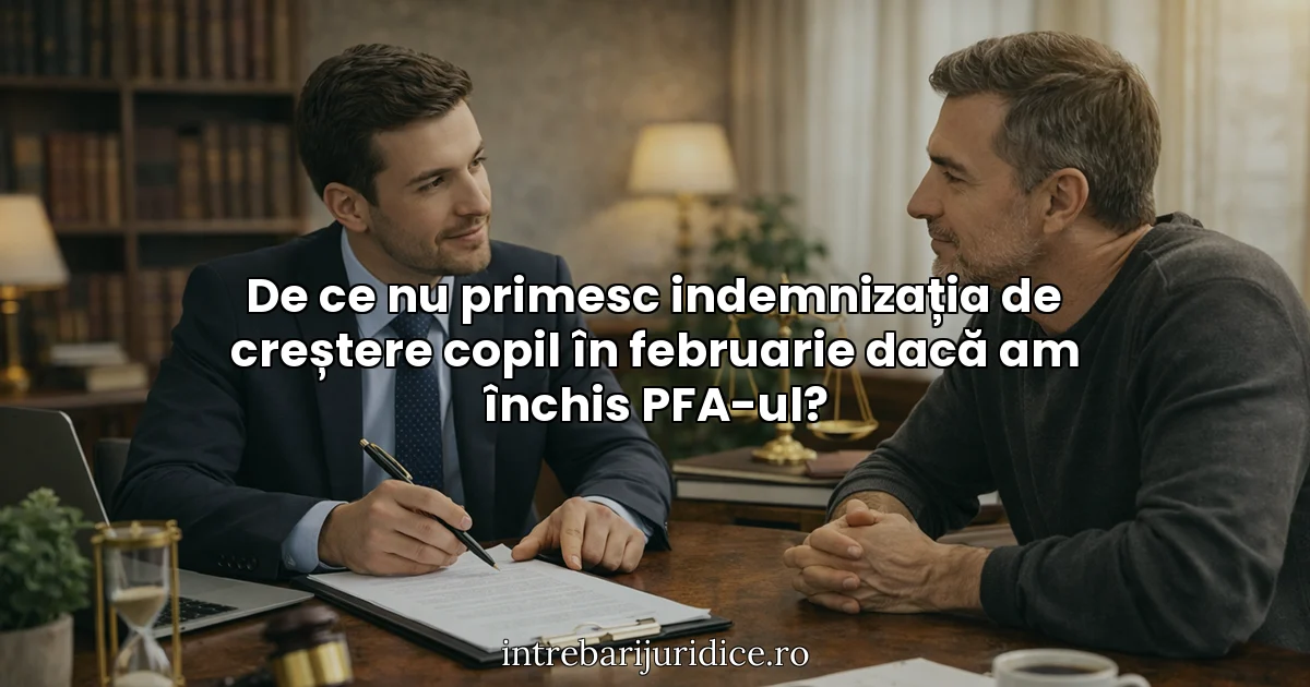 De ce nu primesc indemnizația de creștere copil în februarie dacă am închis PFA-ul?
