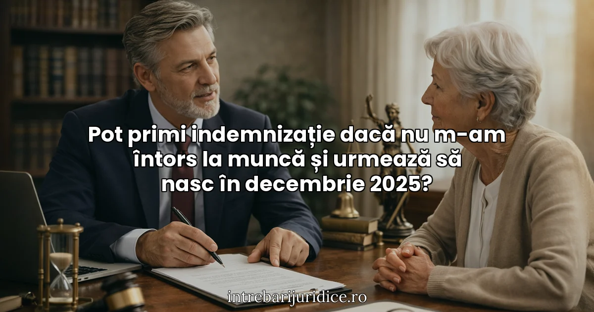 Pot primi indemnizație dacă nu m-am întors la muncă și urmează să nasc în decembrie 2025?