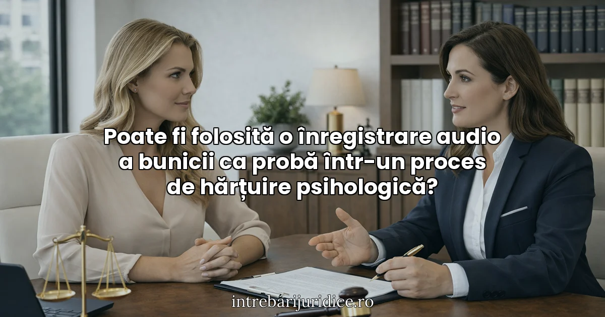 Poate fi folosită o înregistrare audio a bunicii ca probă într-un proces de hărțuire psihologică?