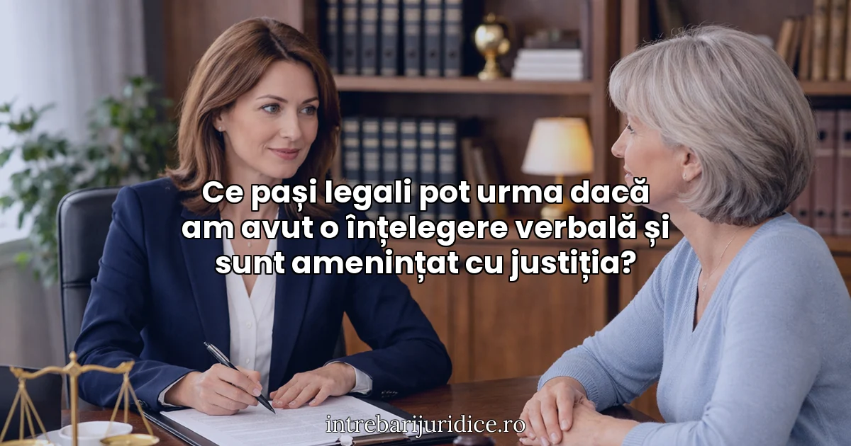 Ce pași legali pot urma dacă am avut o înțelegere verbală și sunt amenințat cu justiția?