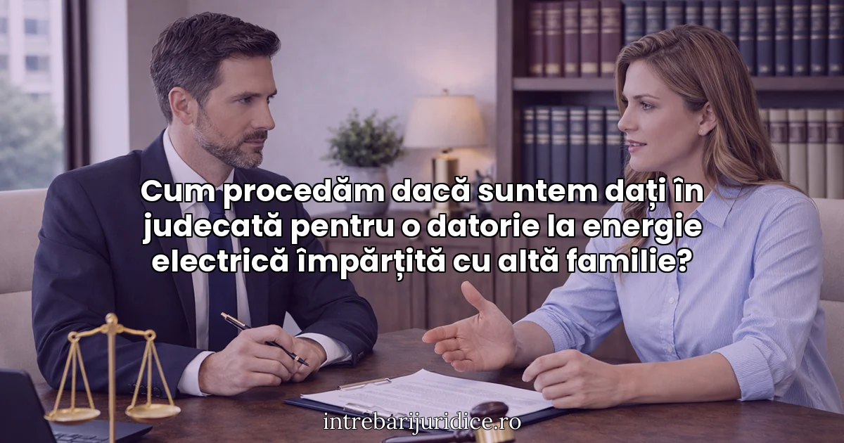 Cum procedăm dacă suntem dați în judecată pentru o datorie la energie electrică împărțită cu altă familie?