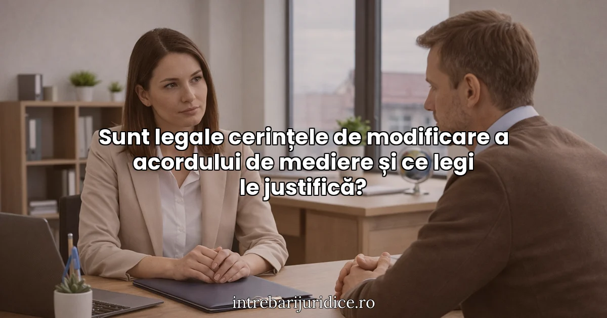 Sunt legale cerințele de modificare a acordului de mediere și ce legi le justifică?