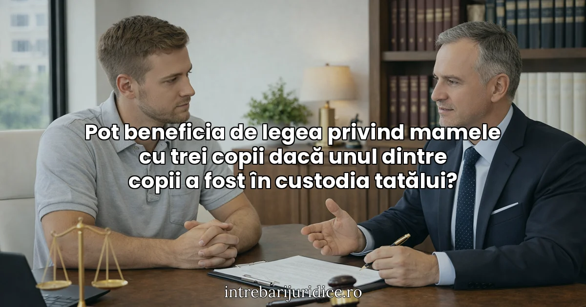 Pot beneficia de legea privind mamele cu trei copii dacă unul dintre copii a fost în custodia tatălui?