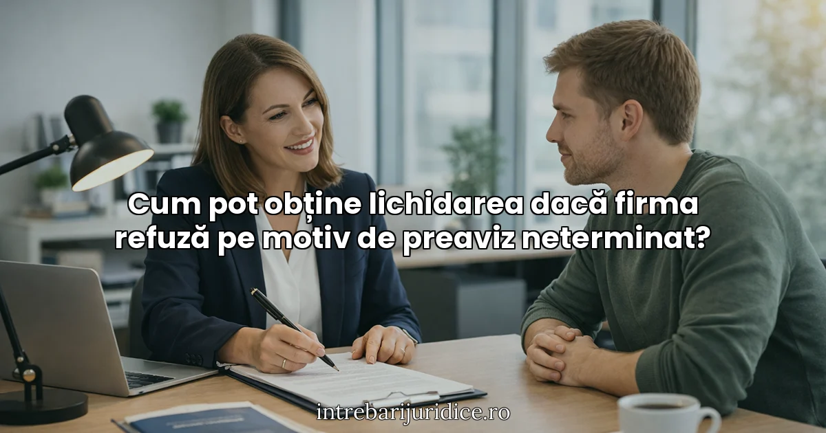 Cum pot obține lichidarea dacă firma refuză pe motiv de preaviz neterminat?