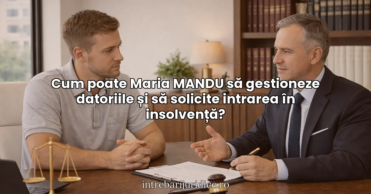 Cum poate Maria MANDU să gestioneze datoriile și să solicite intrarea în insolvență?