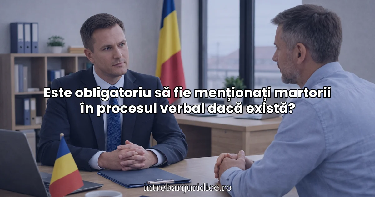 Este obligatoriu să fie menționați martorii în procesul verbal dacă există?