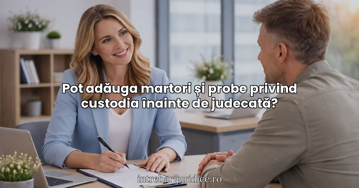 Pot adăuga martori și probe privind custodia înainte de judecată?