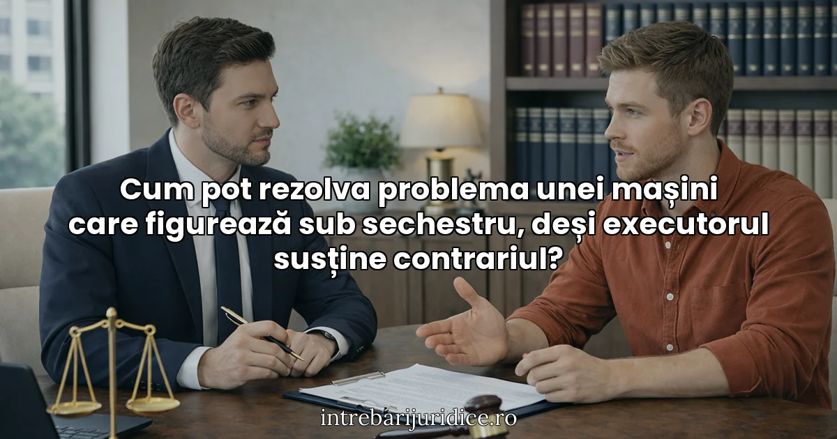 Cum pot rezolva problema unei mașini care figurează sub sechestru, deși executorul susține contrariul?