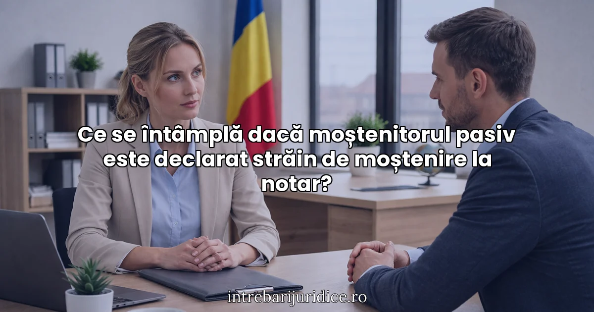 Ce se întâmplă dacă moștenitorul pasiv este declarat străin de moștenire la notar?