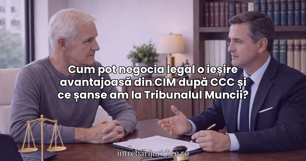 Cum pot negocia legal o ieșire avantajoasă din CIM după CCC și ce șanse am la Tribunalul Muncii?