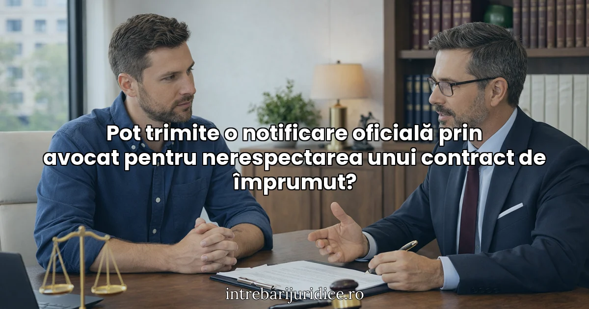 Pot trimite o notificare oficială prin avocat pentru nerespectarea unui contract de împrumut?