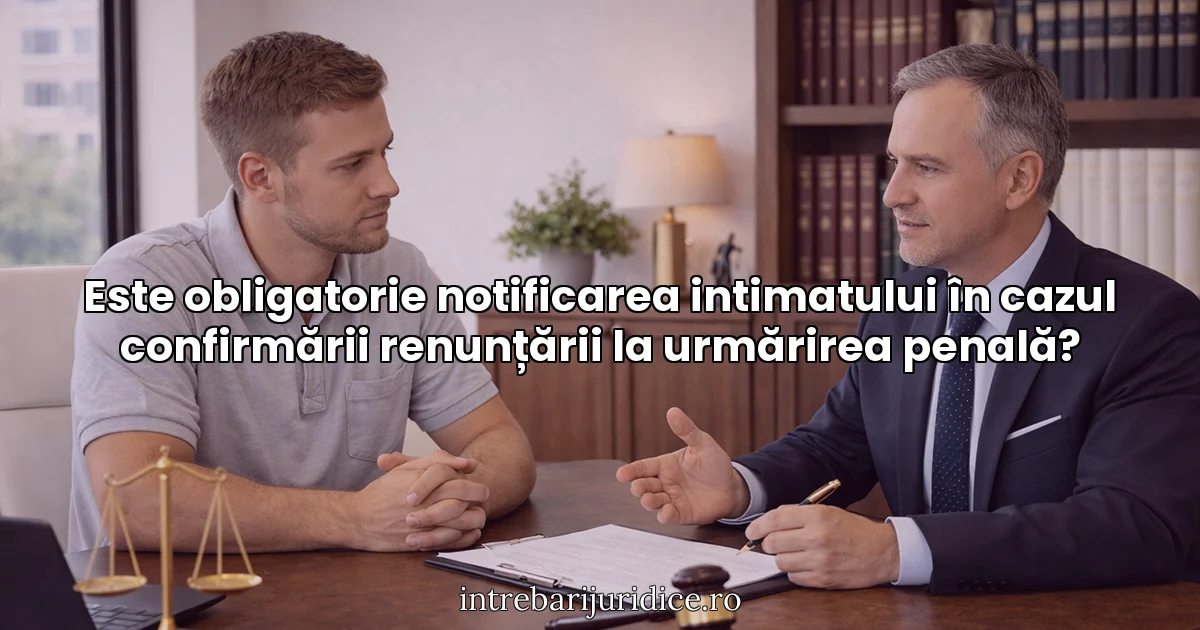 Este obligatorie notificarea intimatului în cazul confirmării renunțării la urmărirea penală?
