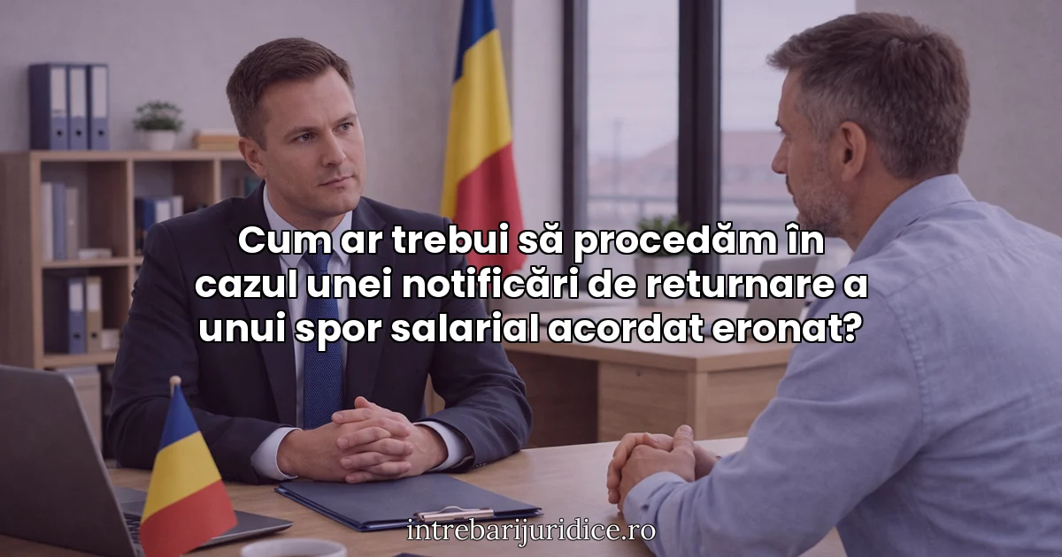Cum ar trebui să procedăm în cazul unei notificări de returnare a unui spor salarial acordat eronat?