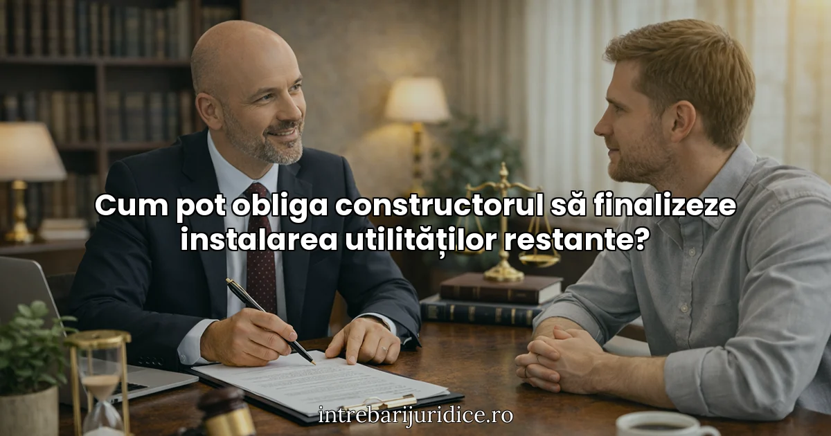 Cum pot obliga constructorul să finalizeze instalarea utilităților restante?