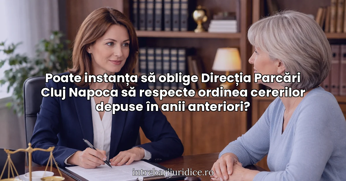 Poate instanța să oblige Direcția Parcări Cluj Napoca să respecte ordinea cererilor depuse în anii anteriori?
