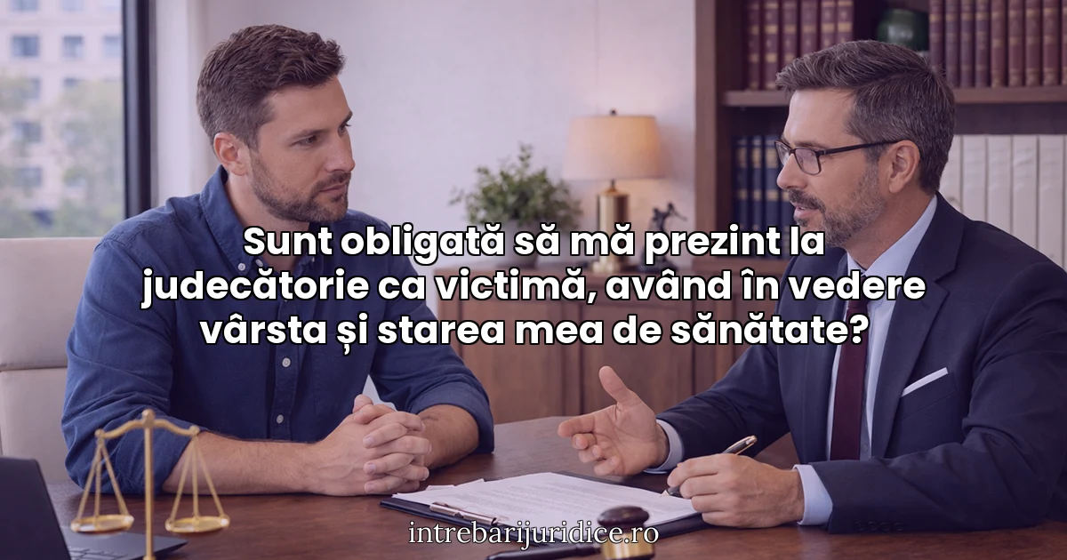 Sunt obligată să mă prezint la judecătorie ca victimă, având în vedere vârsta și starea mea de sănătate?