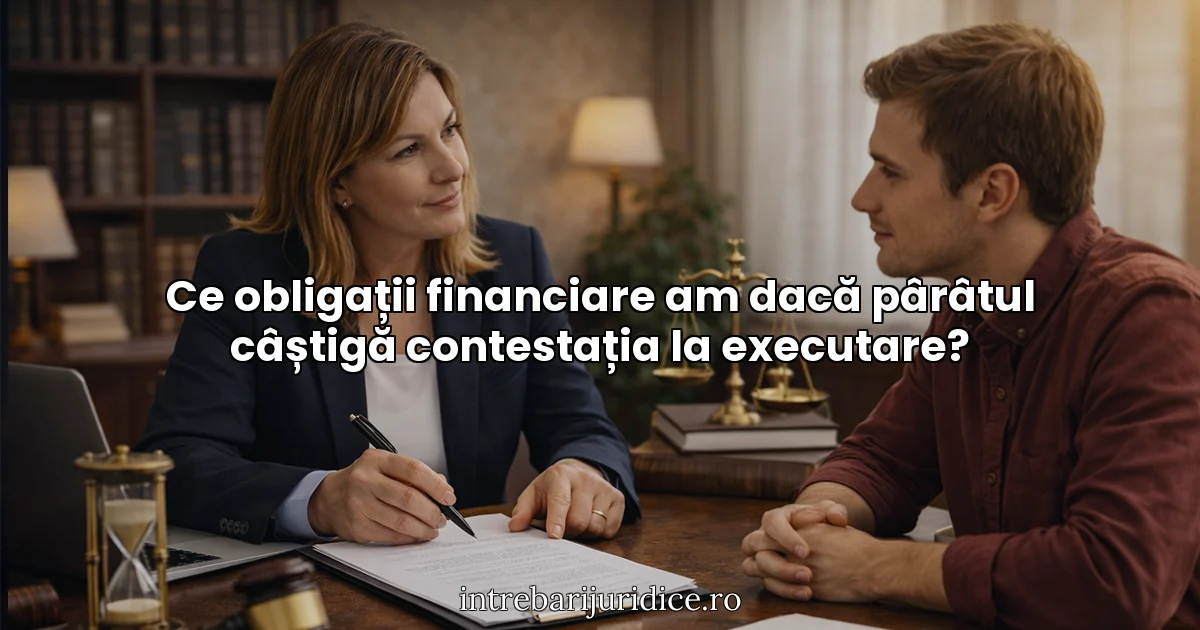 Ce obligații financiare am dacă pârâtul câștigă contestația la executare?