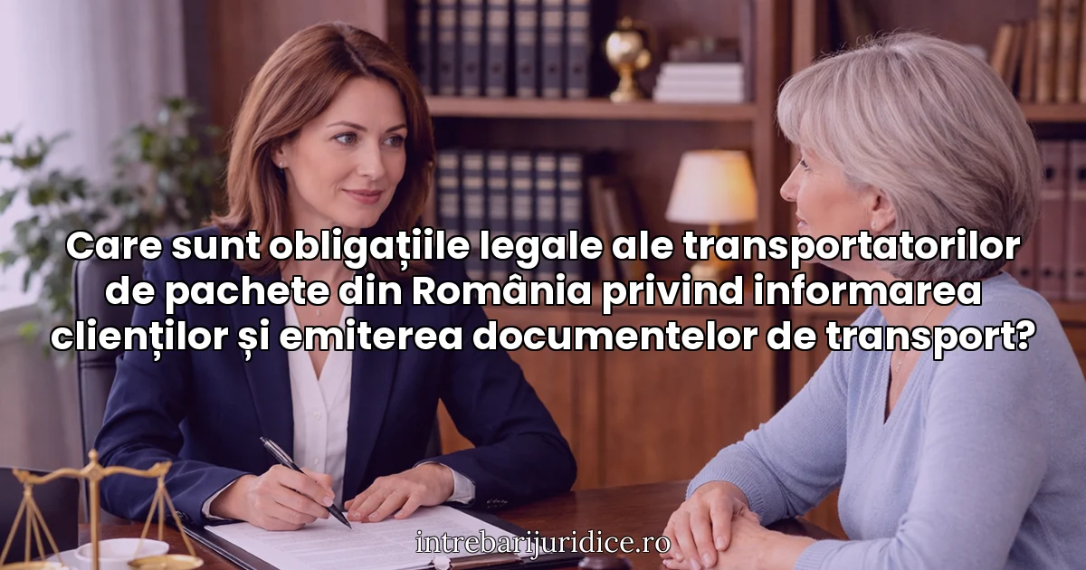 Care sunt obligațiile legale ale transportatorilor de pachete din România privind informarea clienților și emiterea documentelor de transport?