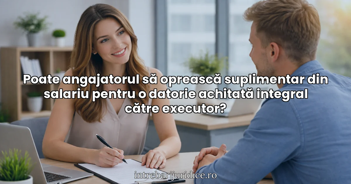 Poate angajatorul să oprească suplimentar din salariu pentru o datorie achitată integral către executor?