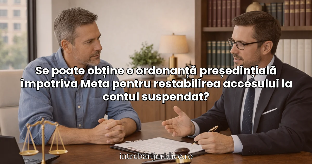 Se poate obține o ordonanță președințială împotriva Meta pentru restabilirea accesului la contul suspendat?