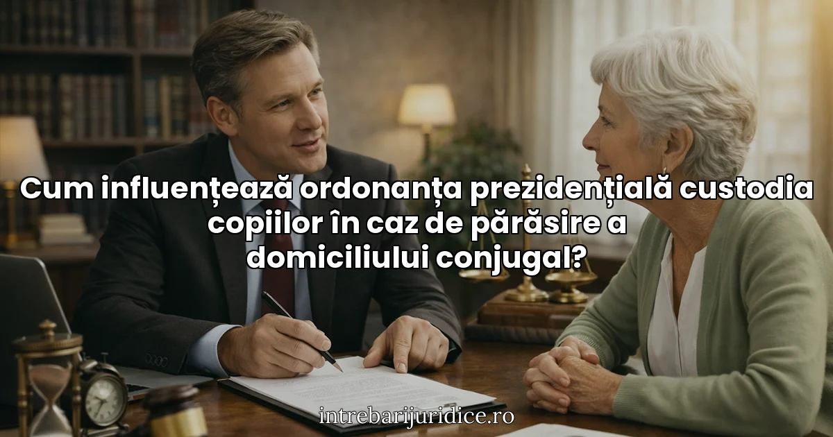Cum influențează ordonanța prezidențială custodia copiilor în caz de părăsire a domiciliului conjugal?