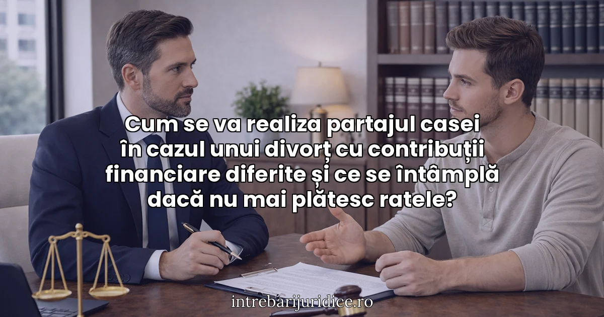 Cum se va realiza partajul casei în cazul unui divorț cu contribuții financiare diferite și ce se întâmplă dacă nu mai plătesc ratele?