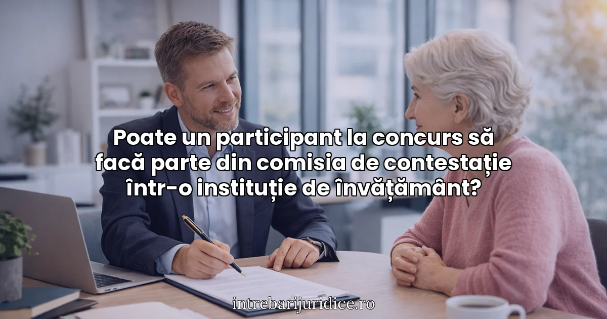 Poate un participant la concurs să facă parte din comisia de contestație într-o instituție de învățământ?