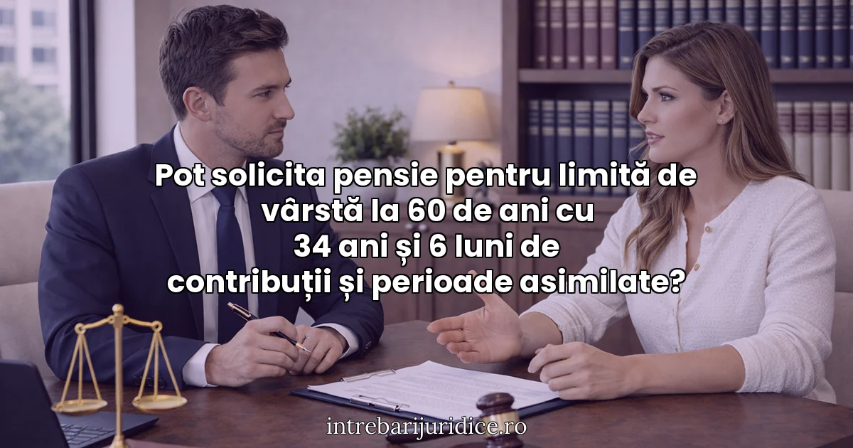 Pot solicita pensie pentru limită de vârstă la 60 de ani cu 34 ani și 6 luni de contribuții și perioade asimilate?