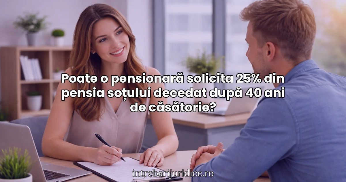 Poate o pensionară solicita 25% din pensia soțului decedat după 40 ani de căsătorie?