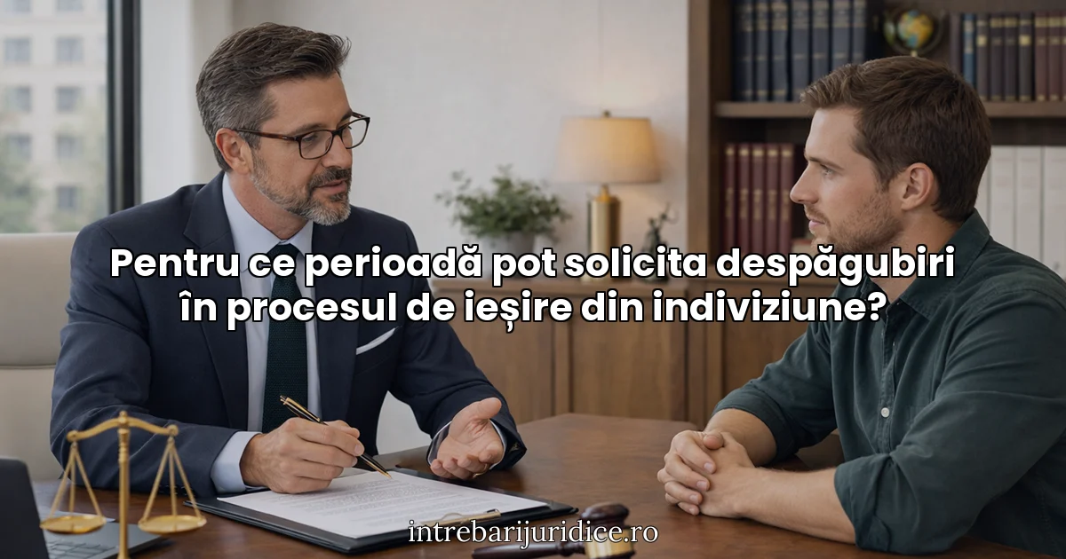 Pentru ce perioadă pot solicita despăgubiri în procesul de ieșire din indiviziune?