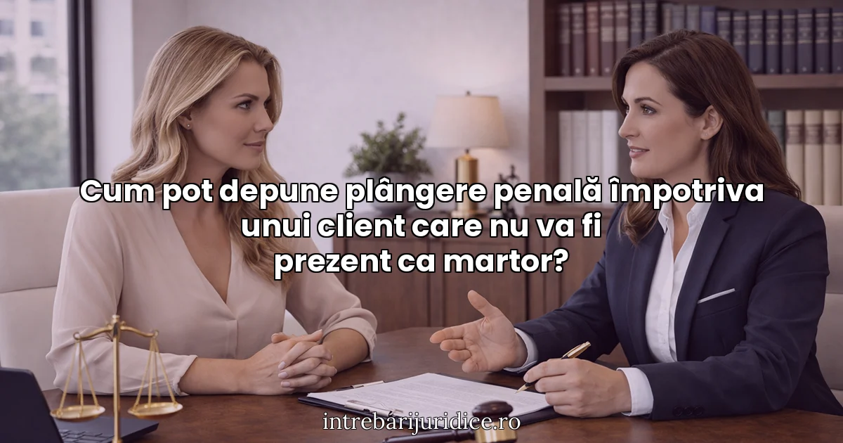 Cum pot depune plângere penală împotriva unui client care nu va fi prezent ca martor?