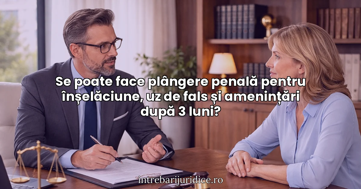 Se poate face plângere penală pentru înșelăciune, uz de fals și amenințări după 3 luni?