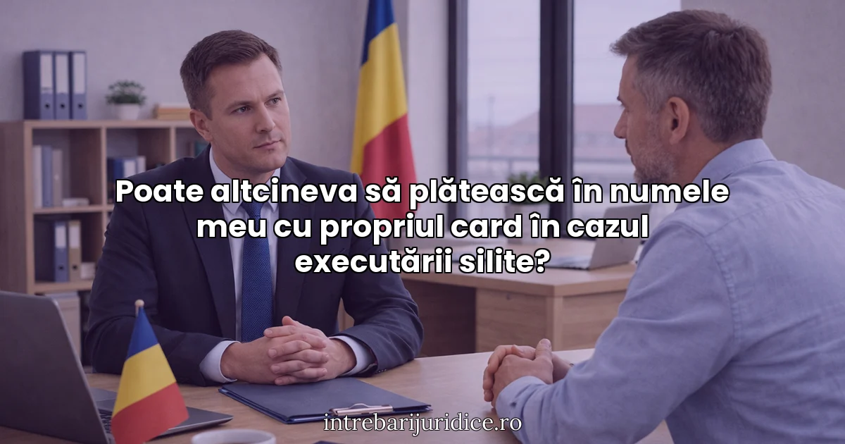 Poate altcineva să plătească în numele meu cu propriul card în cazul executării silite?