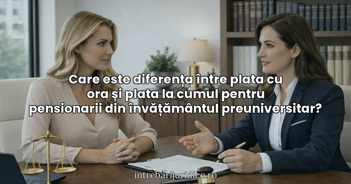 Care este diferența între plata cu ora și plata la cumul pentru pensionarii din învățământul preuniversitar?