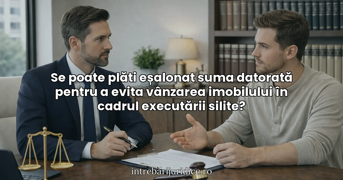 Se poate plăti eșalonat suma datorată pentru a evita vânzarea imobilului în cadrul executării silite?