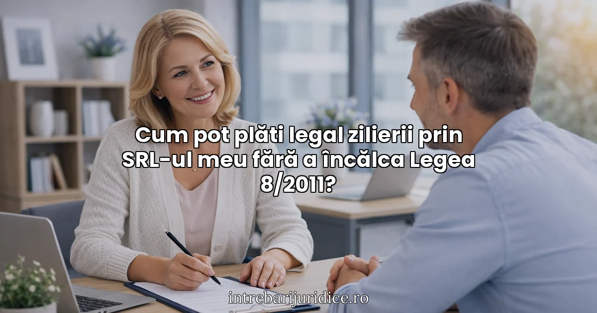 Cum pot plăti legal zilierii prin SRL-ul meu fără a încălca Legea 8/2011?