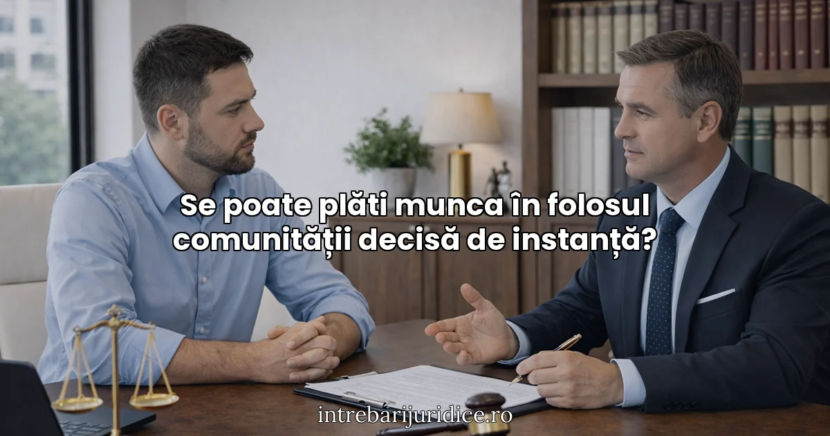 Se poate plăti munca în folosul comunității decisă de instanță?