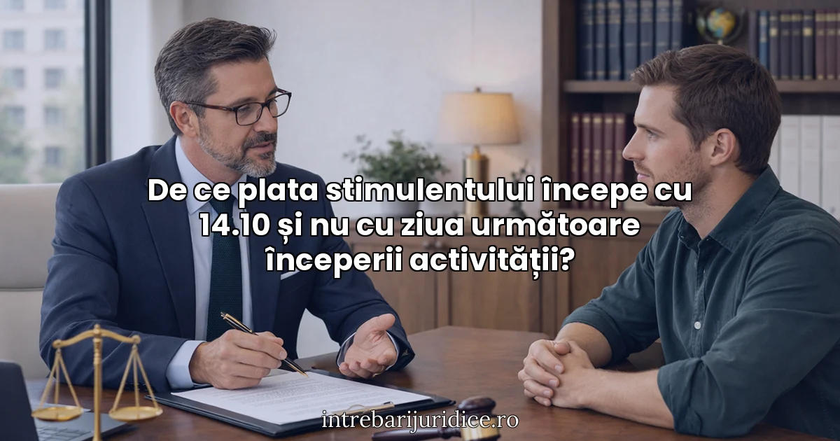 De ce plata stimulentului începe cu 14.10 și nu cu ziua următoare începerii activității?