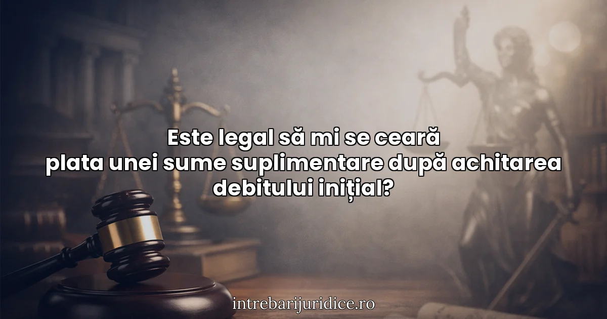 Este legal să mi se ceară plata unei sume suplimentare după achitarea debitului inițial?