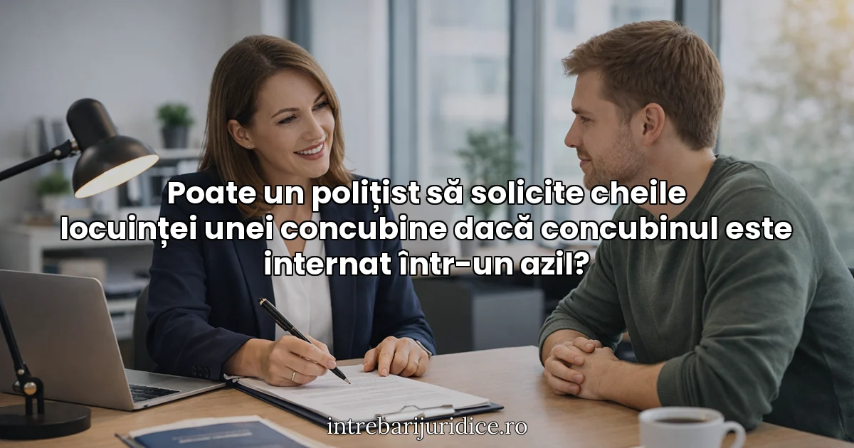 Poate un polițist să solicite cheile locuinței unei concubine dacă concubinul este internat într-un azil?