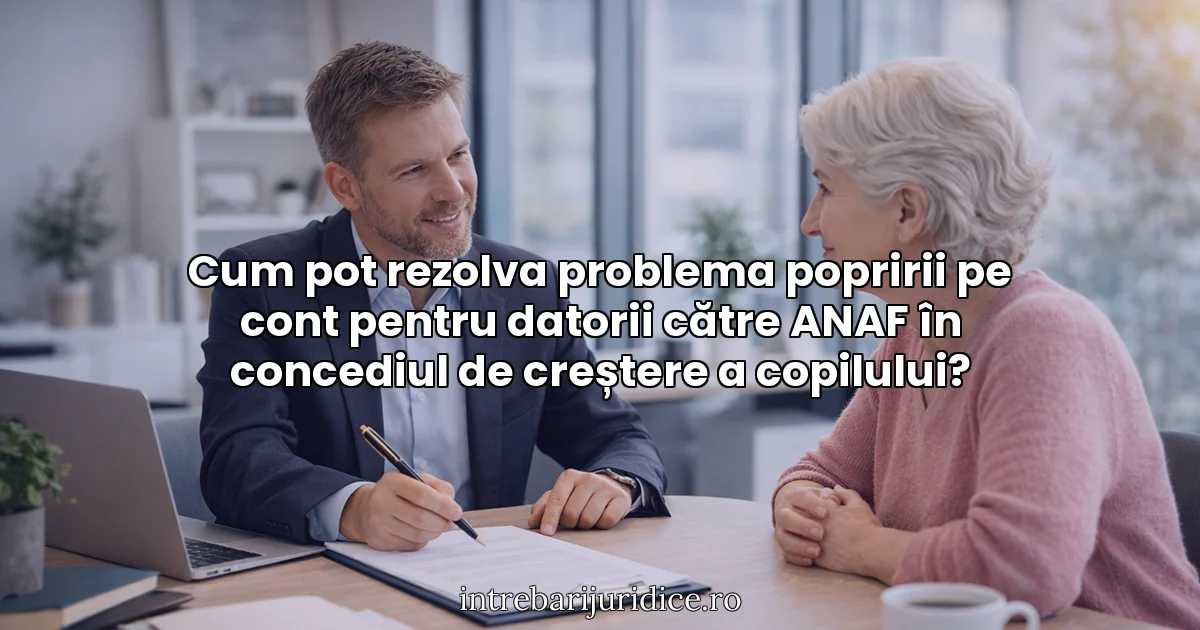 Cum pot rezolva problema popririi pe cont pentru datorii către ANAF în concediul de creștere a copilului?