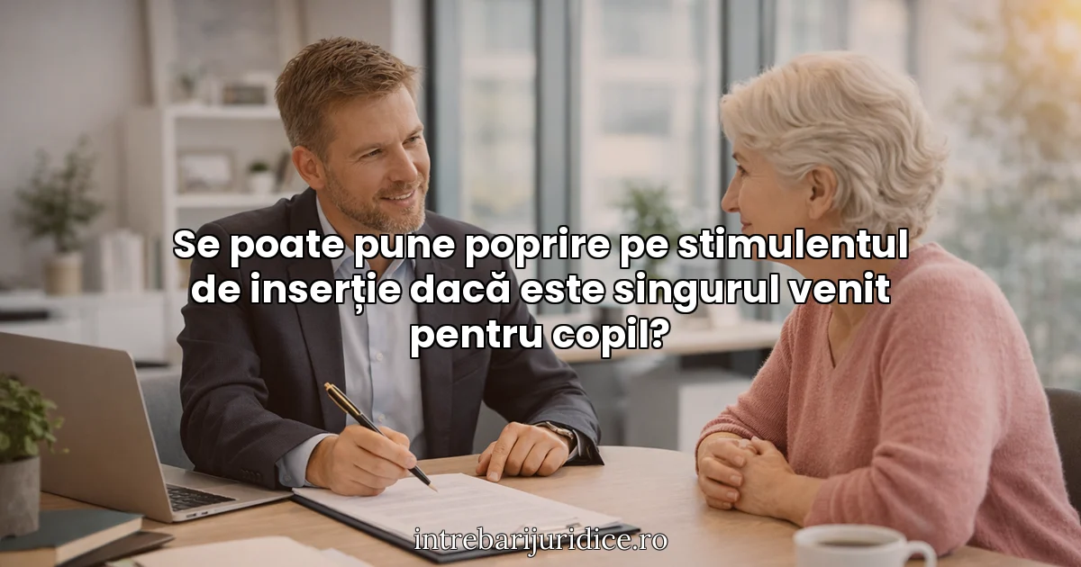Se poate pune poprire pe stimulentul de inserție dacă este singurul venit pentru copil?