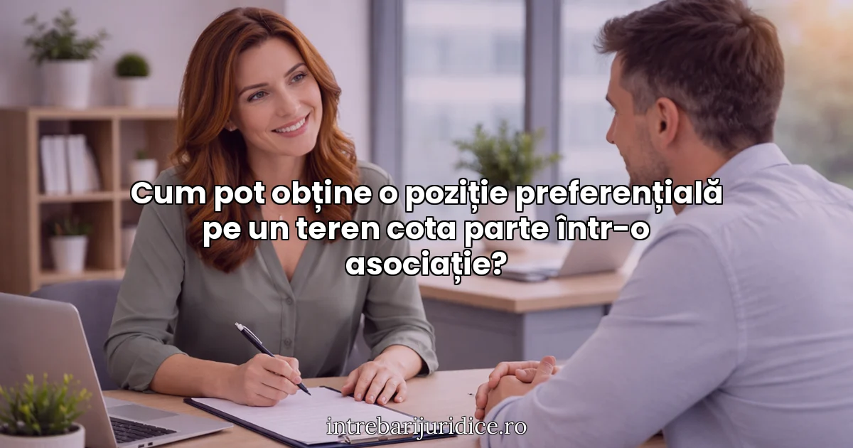 Cum pot obține o poziție preferențială pe un teren cota parte într-o asociație?