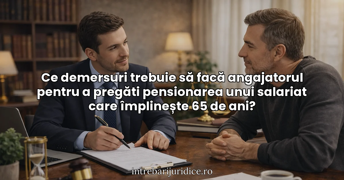 Ce demersuri trebuie să facă angajatorul pentru a pregăti pensionarea unui salariat care împlinește 65 de ani?