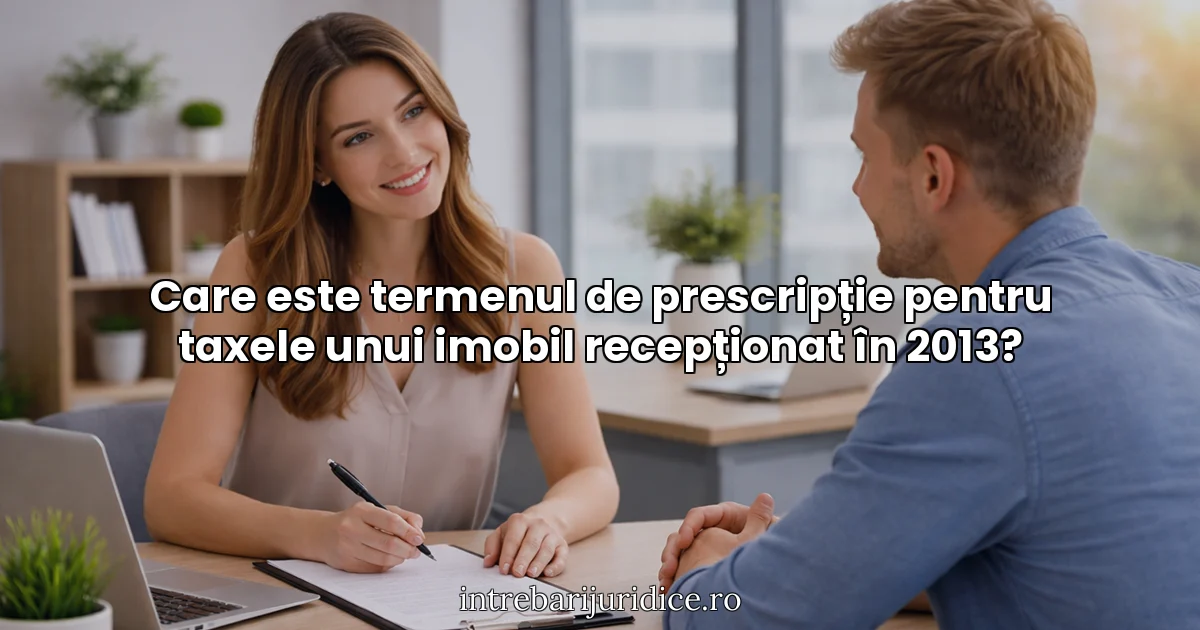 Care este termenul de prescripție pentru taxele unui imobil recepționat în 2013?