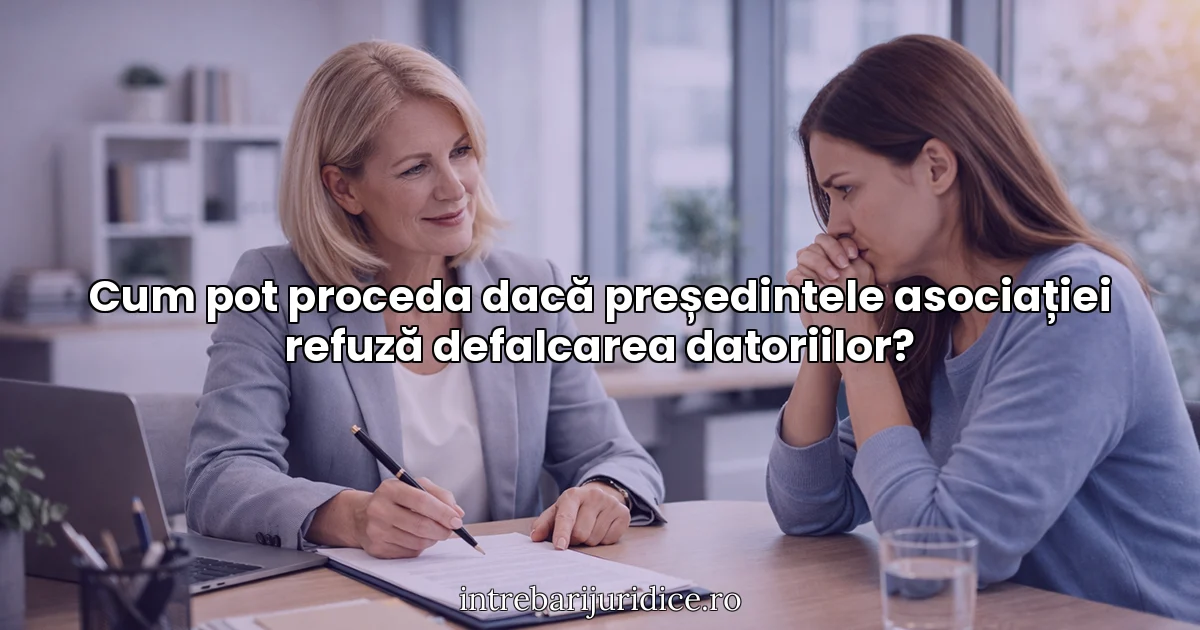Cum pot proceda dacă președintele asociației refuză defalcarea datoriilor?