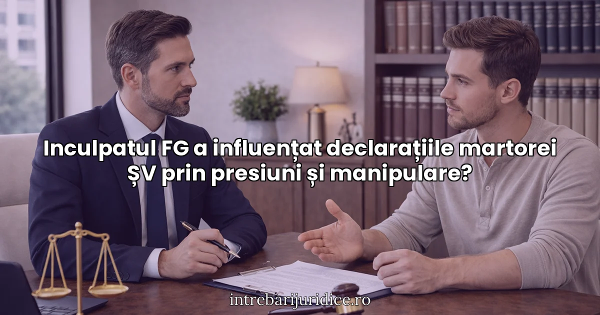Inculpatul FG a influențat declarațiile martorei ȘV prin presiuni și manipulare?