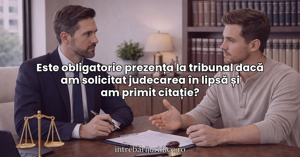 Este obligatorie prezența la tribunal dacă am solicitat judecarea în lipsă și am primit citație?