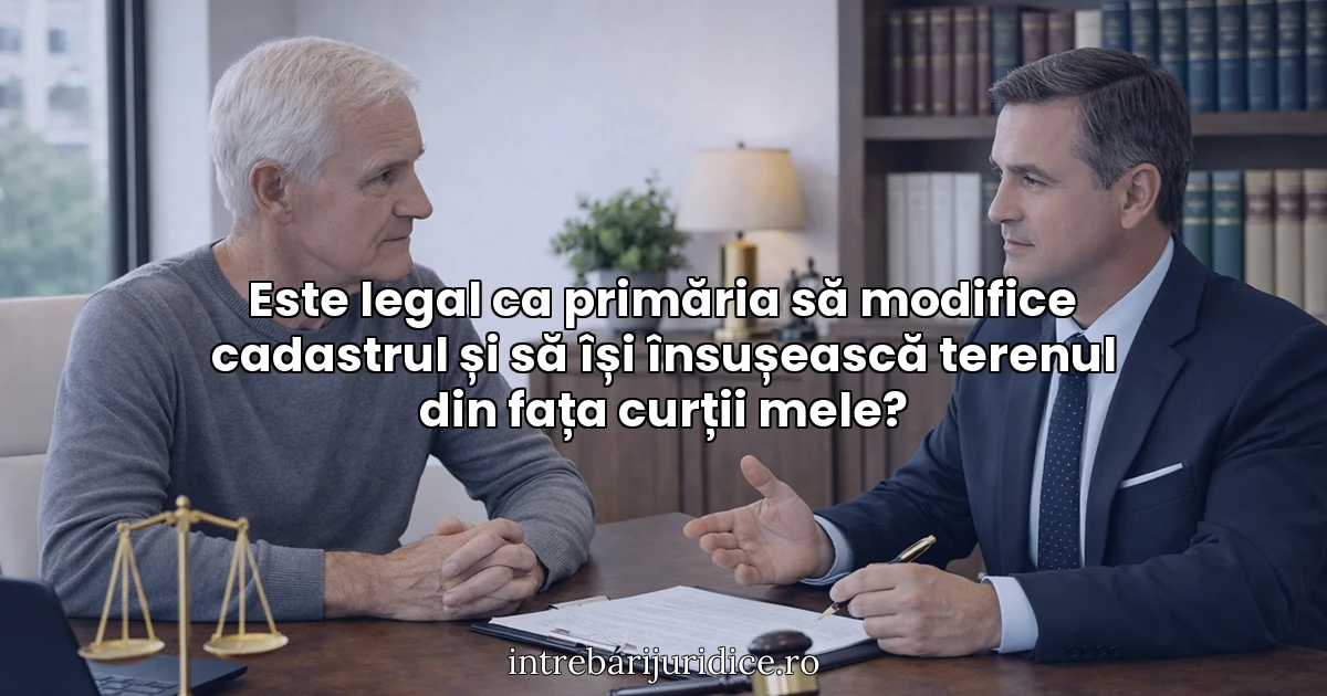 Este legal ca primăria să modifice cadastrul și să își însușească terenul din fața curții mele?