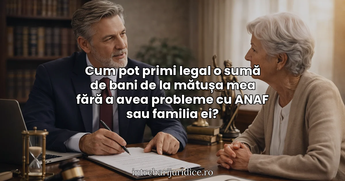 Cum pot primi legal o sumă de bani de la mătușa mea fără a avea probleme cu ANAF sau familia ei?